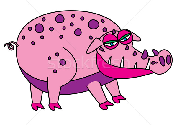 Feio porco monstro dentes cor vetor Foto stock © zkruger