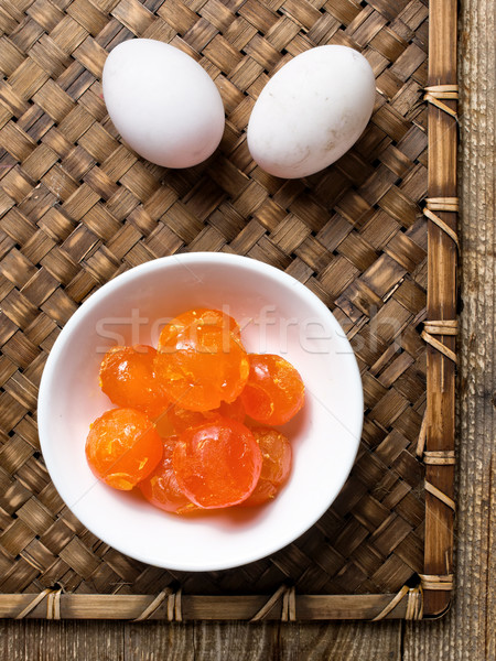 Rusztikus kínai arany sózott tojás tojássárgája Stock fotó © zkruger