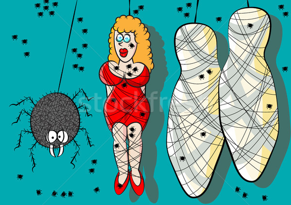 Mutant femeie victima păianjen desen animat Imagine de stoc © zkruger