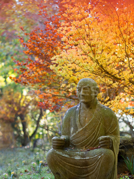 Buddhistisch Garten Herbst szenische Farbe Statue Stock foto © zkruger