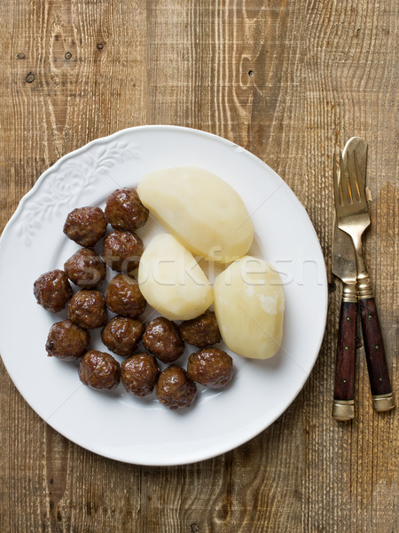 rustic swedish meatball and potato Stock photo © zkruger