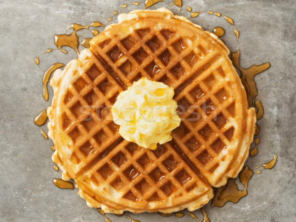 rustic traditional waffle with butter and maple syrup Stock photo © zkruger