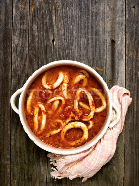 rustic italian calamari seafood soup Stock photo © zkruger