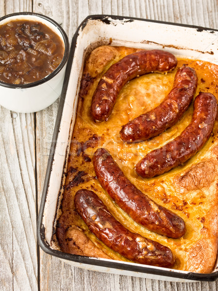 rustic english pub grub toad in the hole Stock photo © zkruger