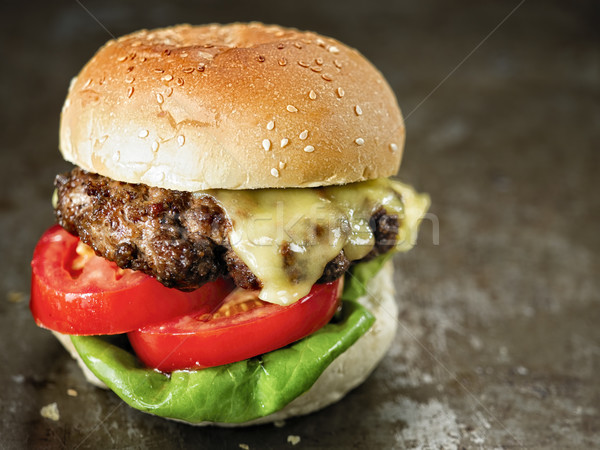 Stockfoto: Rustiek · amerikaanse · hamburger · hart · Rood