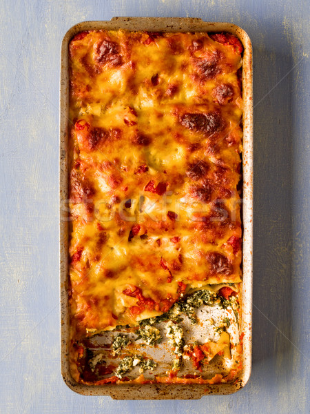 rustic italian baked spinach ricotta cannelloni pasta Stock photo © zkruger