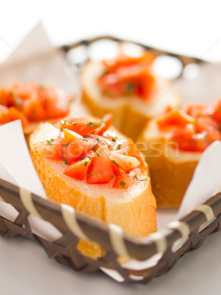 Bruschetta ekmek sepet kırmızı renk Stok fotoğraf © zkruger