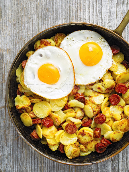 pan of rustic sausage potato hash Stock photo © zkruger