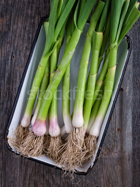 Foto stock: Rústico · bandeja · alho-porro · comida · cor