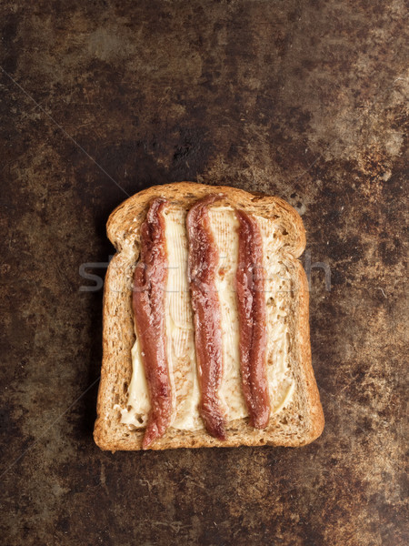 rustic anchovy toast Stock photo © zkruger