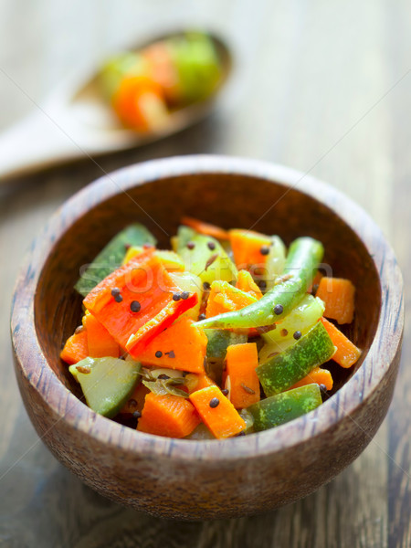 Indiai zöldség közelkép tál szín zöldségek Stock fotó © zkruger