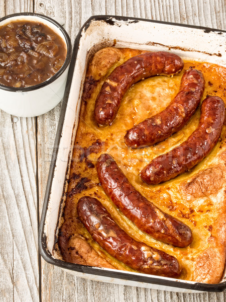 rustic english pub grub toad in the hole Stock photo © zkruger