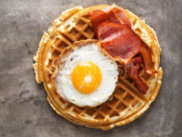 rustic savory bacon and egg waffle Stock photo © zkruger