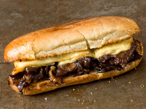 rustic philly cheese steak sandwich Stock photo © zkruger