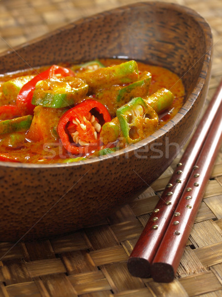 Zöldség curry közelkép tál idő ázsiai Stock fotó © zkruger