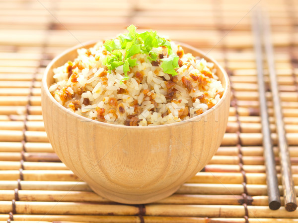 Alho frito arroz tigela comida Foto stock © zkruger