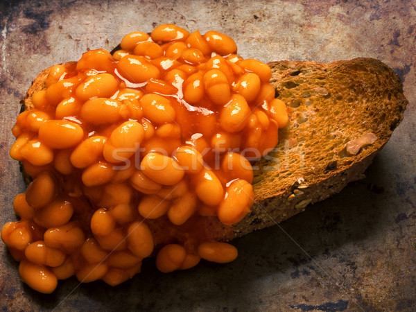 rustic british food baked beans on toast Stock photo © zkruger