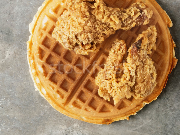 Stock photo: rustic southern american comfort food chicken waffle