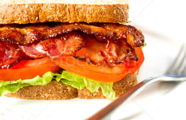 Saftig Speck Salat Tomaten Sandwich Stock foto © zkruger