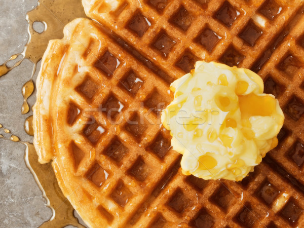 rustic traditional waffle with butter and maple syrup Stock photo © zkruger