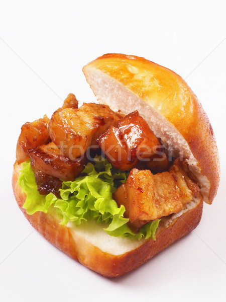 肚            亚洲的    脂肪 / close up of asian pork belly bn