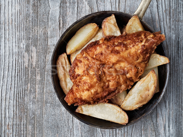 rustic traditional english fish and chips Stock photo © zkruger