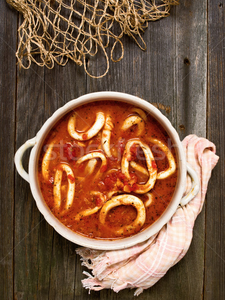 rustic italian calamari seafood soup Stock photo © zkruger