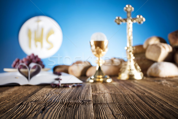 Foto stock: Católico · religión · primero · comunión · crucifijo