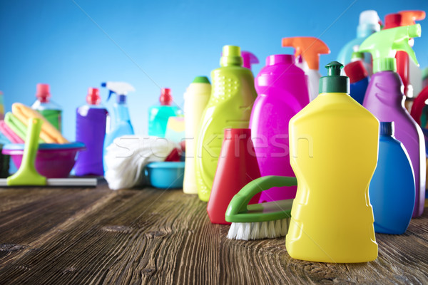 Foto stock: Primavera · variedade · colorido · casa · produtos · de · limpeza