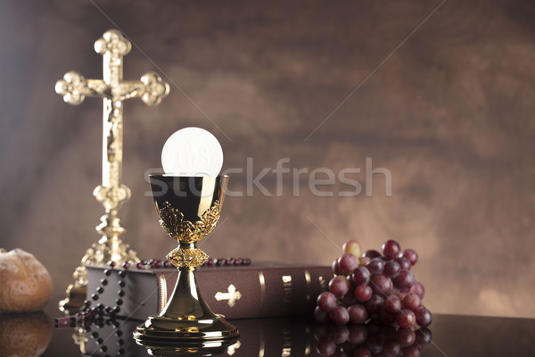 Católico religión Biblia cruz oro Foto stock © zolnierek