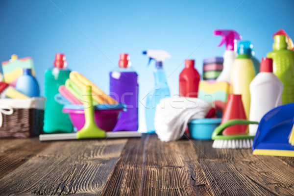 Tavaszi nagytakarítás tavasz választék színes ház takarítószerek Stock fotó © zolnierek