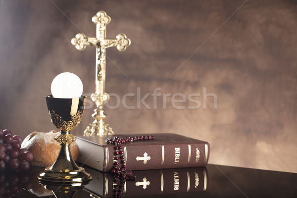 Catolic religie Biblie trece aur Imagine de stoc © zolnierek