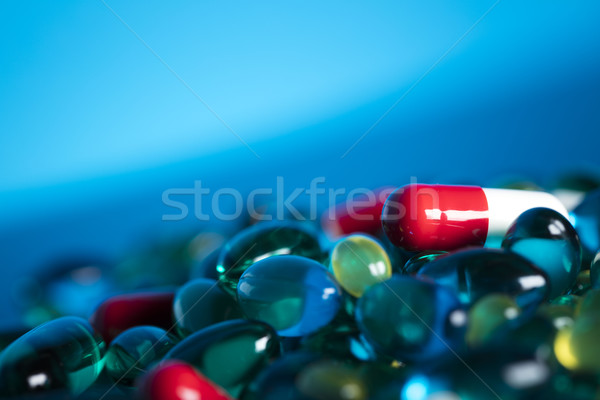 Apotheek pillen ingesteld verschillend kleurrijk glas Stockfoto © zolnierek