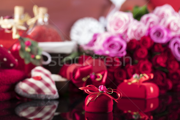 Stockfoto: Dag · harten · rozen · symbolen · valentijnsdag · glas