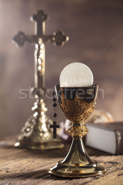 Católico religión Biblia cruz oro Foto stock © zolnierek