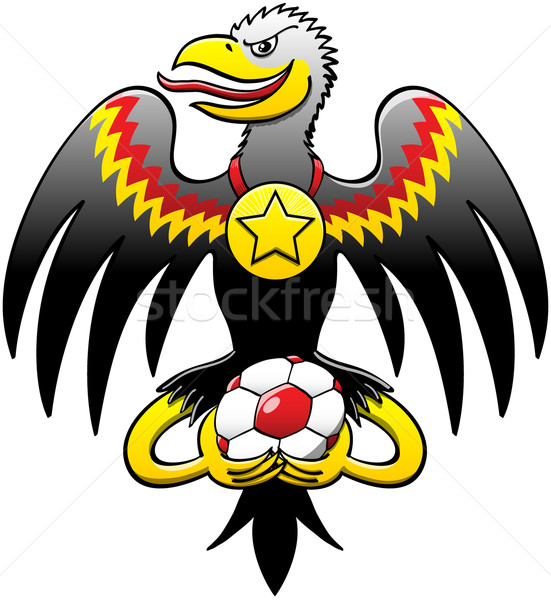 German black eagle celebrating with a soccer ball Stock photo © zooco