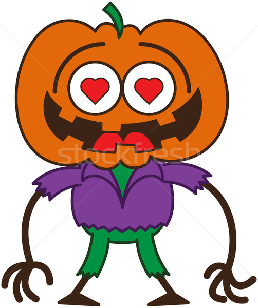 Stock photo: Cute Halloween scarecrow in love