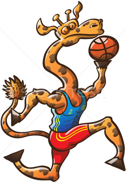 Brave Giraffe Jumping and Holding a Basketball Stock photo © zooco