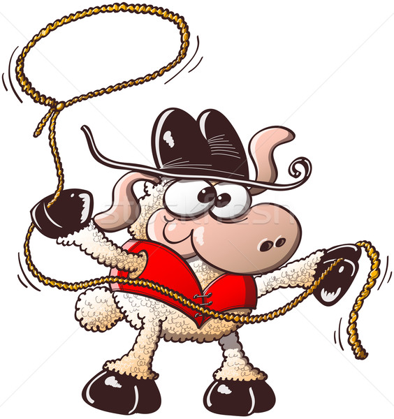 Nice sheep turning the lasso and preparing for roping Stock photo © zooco