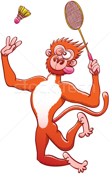 Red monkey playing badminton Stock photo © zooco