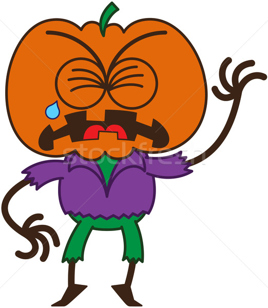 Sevimli halloween korkuluk ağlayan büyük turuncu Stok fotoğraf © zooco