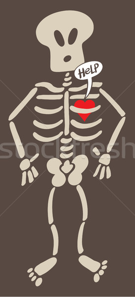 Distressed heart imprisoned inside a rib cage asking for help Stock photo © zooco