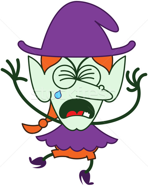 Cute Halloween witch crying and sobbing Stock photo © zooco