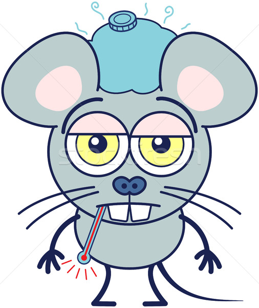 Cute muis gevoel ziek grijs Stockfoto © zooco