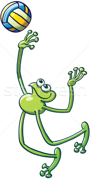 Nice Green Frog Playing Volleyball Stock photo © zooco