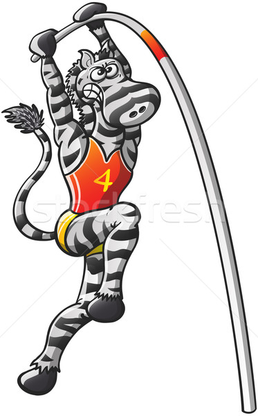 Striped Brave Zebra practicing Pole Vault Stock photo © zooco