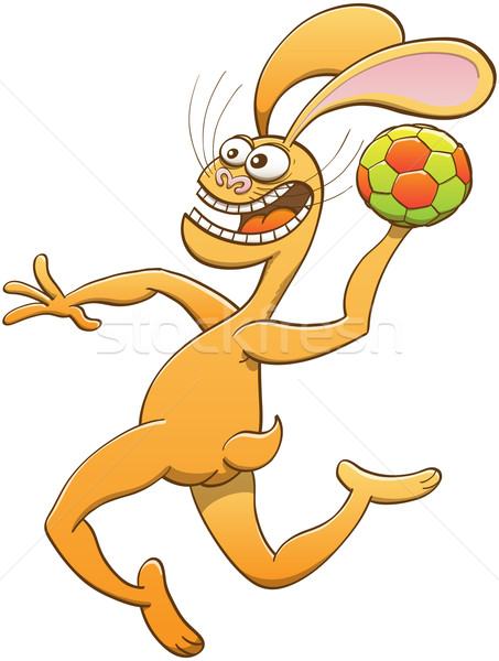Brave hare playing handball Stock photo © zooco