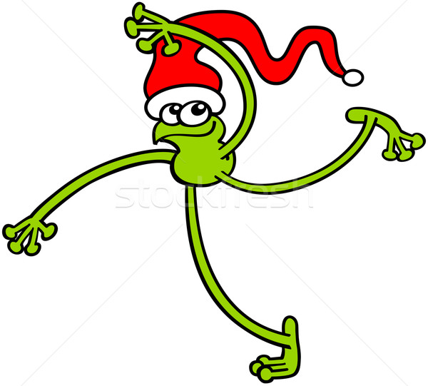 Green frog dancing to celebrate Christmas Stock photo © zooco