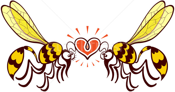 Couple of beautiful wasps deeply falling in love Stock photo © zooco