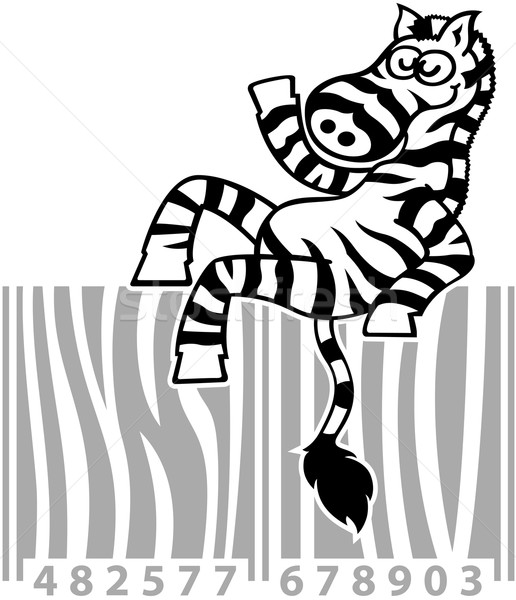 Cool zebra posing on a code bar while greeting and welcoming Stock photo © zooco